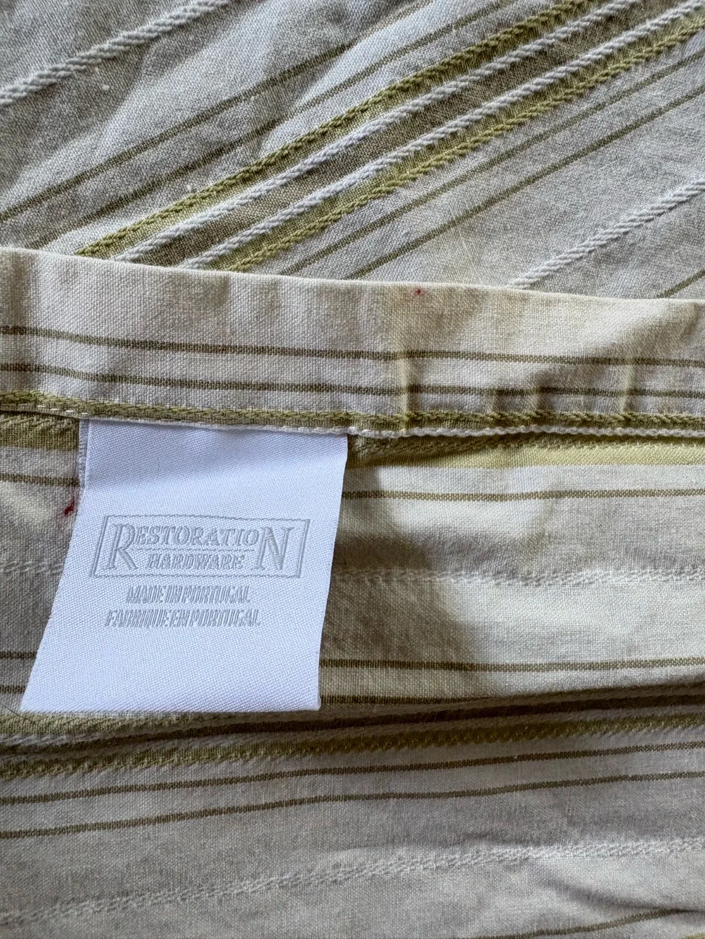 Restoration Hardware Cream and Beige Striped Shower Curtain